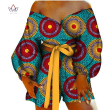Load image into Gallery viewer, Women Sexy Bow-tie Top and Short Pants Sets Bazin Riche African Clothes 2 Pieces Pants Sets Dashiki Women
