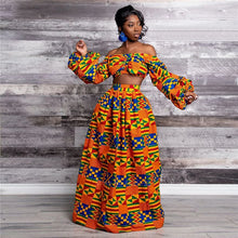 Load image into Gallery viewer, African Dresses for Women Autumn 2-piece Set Lady Full Sleeve Shoulder Off Dashiki Print Split Skirts