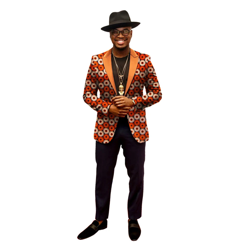 African Jacket for Men  Long Sleeve Top Mens African Clothing Dashiki African Print Blazer Men Outfits Suits