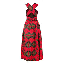 Load image into Gallery viewer, African Sleeveless Women Dress Fashion Off Back Print Lady Party Dresses Vintage Casual Clothing