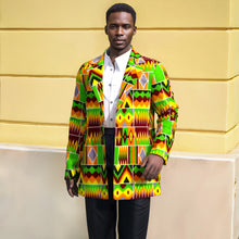 Load image into Gallery viewer, African Print Blazer Colorful Geometric Pattern Casual Fashion Jacket Coat for Wedding Party