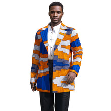 Load image into Gallery viewer, African Print Blazer Colorful Geometric Pattern Casual Fashion Jacket Coat for Wedding Party