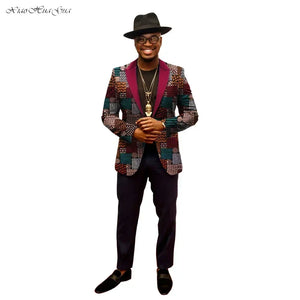 African Jacket for Men  Long Sleeve Top Mens African Clothing Dashiki African Print Blazer Men Outfits Suits