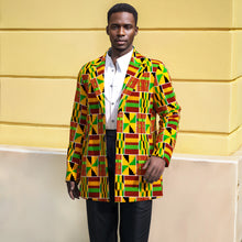 Load image into Gallery viewer, African Print Blazer Colorful Geometric Pattern Casual Fashion Jacket Coat for Wedding Party