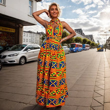 Load image into Gallery viewer, African Sleeveless Women Dress Fashion Off Back Print Lady Party Dresses Vintage Casual Clothing