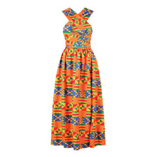 Load image into Gallery viewer, African Sleeveless Women Dress Fashion Off Back Print Lady Party Dresses Vintage Casual Clothing