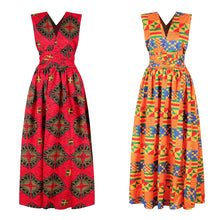 Load image into Gallery viewer, African Sleeveless Women Dress Fashion Off Back Print Lady Party Dresses Vintage Casual Clothing