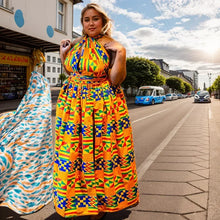 Load image into Gallery viewer, African Sleeveless Women Dress Fashion Off Back Print Lady Party Dresses Vintage Casual Clothing