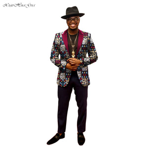 African Jacket for Men  Long Sleeve Top Mens African Clothing Dashiki African Print Blazer Men Outfits Suits