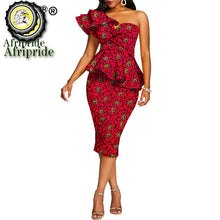 Load image into Gallery viewer, African 2 Piece Set for Women Crop Top + Print Skirt Set Ankara Clothing Dashiki Outfits Blouse Shirt Midi Skirt Casual