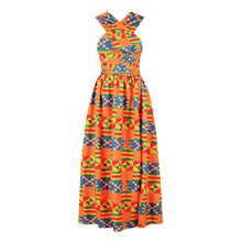 Load image into Gallery viewer, African Sleeveless Women Dress Fashion Off Back Print Lady Party Dresses Vintage Casual Clothing