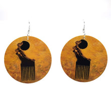 Load image into Gallery viewer, African Sexy Girls Pattern Wooden Punk Style Big Round Drop Earrings For Women Jewelry Decoration