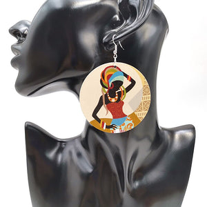 Wholesale Fashion Retro African Wood Handmade Woman Pendant Earrings