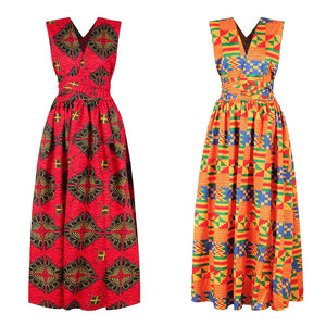New Summer Elegant Fashion Style African Women Printing Plus Size Polyester Long Dress