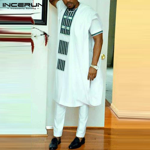 Brand Oversized 5XL Men Dress Shirts African Sleeveless Dashiki Kaftan Suit Tops Men Clothing White Dress Robe - Chocolate Boy Ltd