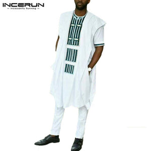 Brand Oversized 5XL Men Dress Shirts African Sleeveless Dashiki Kaftan Suit Tops Men Clothing White Dress Robe - Chocolate Boy Ltd