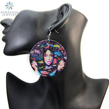 Load image into Gallery viewer, Vintage Earrings African Wood Material Black Women Art Jewelry Traditional Tribal Accessories