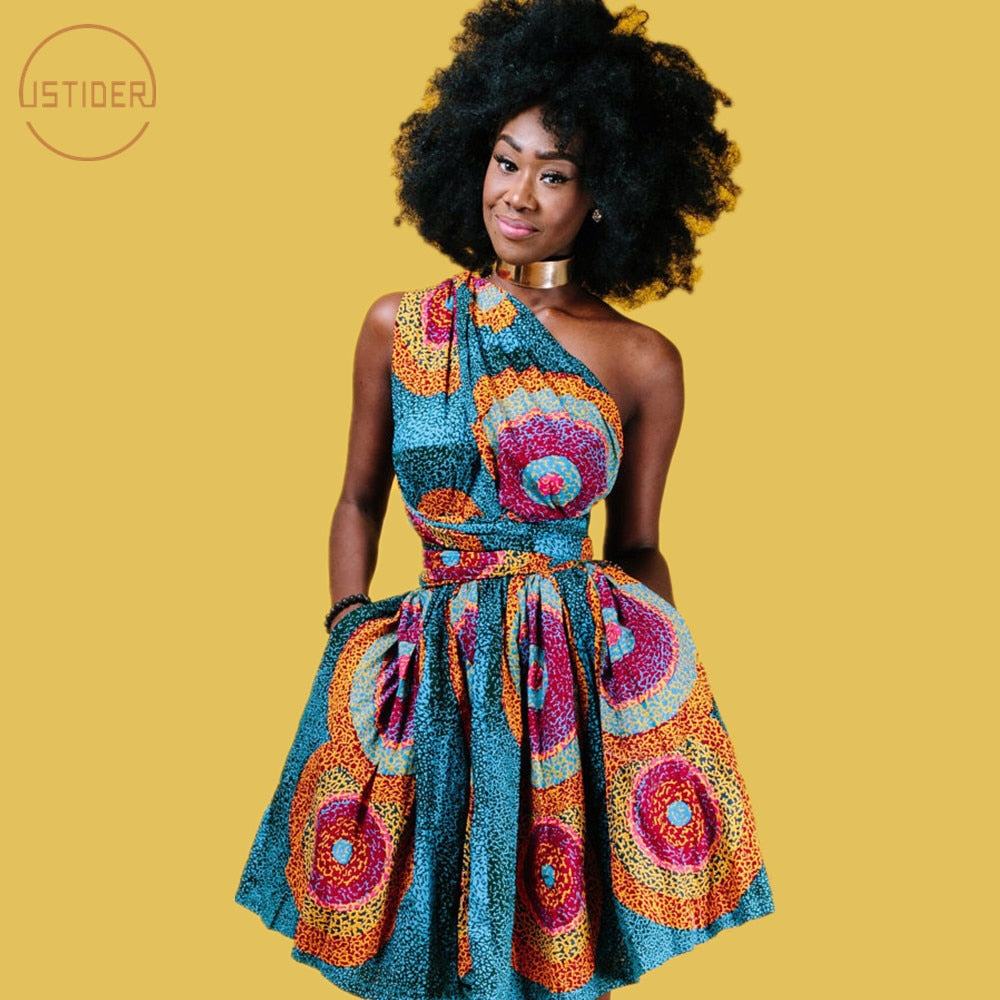 African Dresses For Women Ankara Party Dress African Tradition Clothing Off Shoulder Multi-Way - Chocolate Boy Ltd