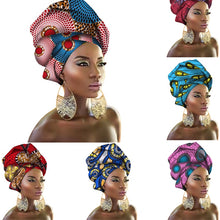 Load image into Gallery viewer, Women Headband Printed Scarf Rich Bazin Nigerian Headtie - Chocolate Boy Ltd
