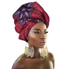 Load image into Gallery viewer, Women Headband Printed Scarf Rich Bazin Nigerian Headtie - Chocolate Boy Ltd