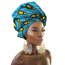 Load image into Gallery viewer, Women Headband Printed Scarf Rich Bazin Nigerian Headtie - Chocolate Boy Ltd