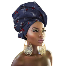Load image into Gallery viewer, Women Headband Printed Scarf Rich Bazin Nigerian Headtie - Chocolate Boy Ltd