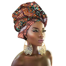 Load image into Gallery viewer, Women Headband Printed Scarf Rich Bazin Nigerian Headtie - Chocolate Boy Ltd