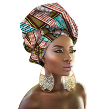 Load image into Gallery viewer, Women Headband Printed Scarf Rich Bazin Nigerian Headtie - Chocolate Boy Ltd