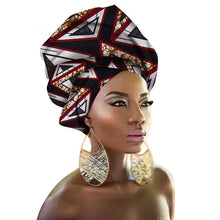 Load image into Gallery viewer, Women Headband Printed Scarf Rich Bazin Nigerian Headtie - Chocolate Boy Ltd