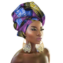 Load image into Gallery viewer, Women Headband Printed Scarf Rich Bazin Nigerian Headtie - Chocolate Boy Ltd