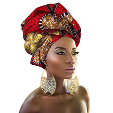 Load image into Gallery viewer, Women Headband Printed Scarf Rich Bazin Nigerian Headtie - Chocolate Boy Ltd
