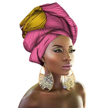 Load image into Gallery viewer, Women Headband Printed Scarf Rich Bazin Nigerian Headtie - Chocolate Boy Ltd