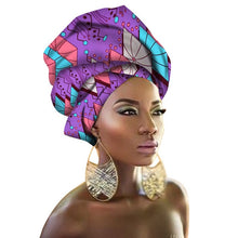 Load image into Gallery viewer, Women Headband Printed Scarf Rich Bazin Nigerian Headtie - Chocolate Boy Ltd