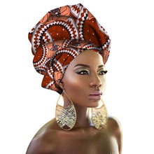 Load image into Gallery viewer, Women Headband Printed Scarf Rich Bazin Nigerian Headtie - Chocolate Boy Ltd