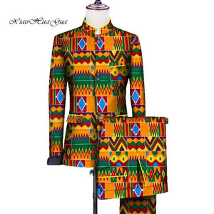 African Men Print Wedding Party Fancy Blazer Suit Jacket Tops - Chocolate Boy Ltd