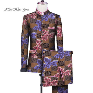 African Men Print Wedding Party Fancy Blazer Suit Jacket Tops - Chocolate Boy Ltd