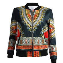Load image into Gallery viewer, Fashion Coat African Clothes Dashiki Print Tribal Sexy Jacket Ladies Bomber Zip Pocket Sweatshirt - Chocolate Boy Ltd