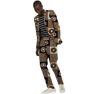 African Suits Men Print Casual Blazers For Wedding Ankara Fashion Pant Suits - Chocolate Boy Ltd