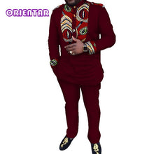 Load image into Gallery viewer, Casual Men African Clothes African Print Shirt and Pants Long Sleeve T Shirt Men Suits Dashiki - Chocolate Boy Ltd