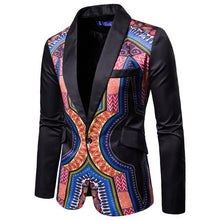 Load image into Gallery viewer, Dashiki Ethnic Style Men Long Sleeve Casual Coats Blazer African Suit Coat One Button Slim Fit Print Blazer - Chocolate Boy Ltd