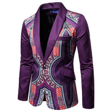 Load image into Gallery viewer, Dashiki Ethnic Style Men Long Sleeve Casual Coats Blazer African Suit Coat One Button Slim Fit Print Blazer - Chocolate Boy Ltd