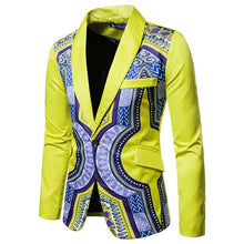 Load image into Gallery viewer, Dashiki Ethnic Style Men Long Sleeve Casual Coats Blazer African Suit Coat One Button Slim Fit Print Blazer - Chocolate Boy Ltd