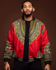 Adult Unisex African Dashiki Traditional Tribal Ankara Print Coat Zip Up Non-Hooded Sweatshirt Jacket Casual
