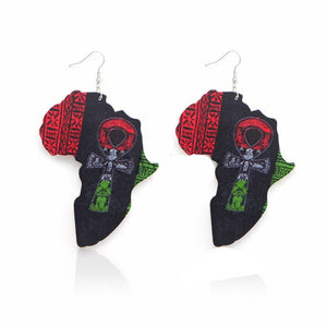Earring Wood African Map Beauty Black Queen Traditional Tribal Earrings Vintage Afro Jewelry Wooden DIY Party Accessory