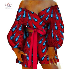 Load image into Gallery viewer, Women Sexy Bow-tie Top and Short Pants Sets Bazin Riche African Clothes 2 Pieces Pants Sets Dashiki Women