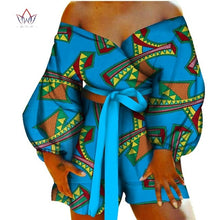 Load image into Gallery viewer, Women Sexy Bow-tie Top and Short Pants Sets Bazin Riche African Clothes 2 Pieces Pants Sets Dashiki Women