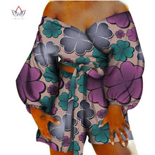 Load image into Gallery viewer, Women Sexy Bow-tie Top and Short Pants Sets Bazin Riche African Clothes 2 Pieces Pants Sets Dashiki Women