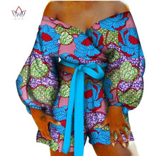Load image into Gallery viewer, Women Sexy Bow-tie Top and Short Pants Sets Bazin Riche African Clothes 2 Pieces Pants Sets Dashiki Women