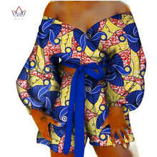 Load image into Gallery viewer, Women Sexy Bow-tie Top and Short Pants Sets Bazin Riche African Clothes 2 Pieces Pants Sets Dashiki Women