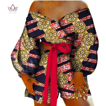 Load image into Gallery viewer, Women Sexy Bow-tie Top and Short Pants Sets Bazin Riche African Clothes 2 Pieces Pants Sets Dashiki Women